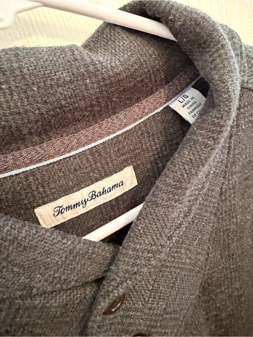 Tommy Bahama Men's Grey Collar Sweater ~ Large
